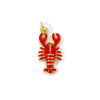 Imagen de 1 Piece Eco-friendly Brass Ocean Jewelry Charms 18K Real Gold Plated Red Enamel Lobster 3D 24mm x 10mm