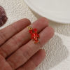 Imagen de 1 Piece Eco-friendly Brass Ocean Jewelry Charms 18K Real Gold Plated Red Enamel Lobster 3D 24mm x 10mm