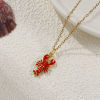 Imagen de 1 Piece Eco-friendly Brass Ocean Jewelry Charms 18K Real Gold Plated Red Enamel Lobster 3D 24mm x 10mm
