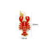 Imagen de 1 Piece Eco-friendly Brass Ocean Jewelry Charms 18K Real Gold Plated Red Enamel Lobster 3D 24mm x 10mm