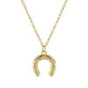 Imagen de 18K Oro Real Chapado Cadena de Cable Cruz Herradura Collar con Colgante, Latón & Acrílico 46cm + 6cm, Para Mujeres, Claro Circón Artificial Elegante Vaquero del Oeste Regalo, Respetuoso del Medio Ambiente, 1 Unidad