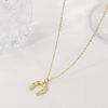 Imagen de 18K Oro Real Chapado Cadena de Cable Cruz Herradura Collar con Colgante, Latón & Acrílico 46cm + 6cm, Para Mujeres, Claro Circón Artificial Elegante Vaquero del Oeste Regalo, Respetuoso del Medio Ambiente, 1 Unidad