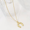 Imagen de 18K Oro Real Chapado Cadena de Cable Cruz Herradura Collar con Colgante, Latón & Acrílico 46cm + 6cm, Para Mujeres, Claro Circón Artificial Elegante Vaquero del Oeste Regalo, Respetuoso del Medio Ambiente, 1 Unidad