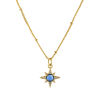 Picture of 18K Real Gold Plated Curb Link Chain Star Pendant Charm Necklace, Brass 45cm(17.7") + 5cm(2"), For Women, Clear Cubic Zirconia Dark Blue Exquisite Galaxy Gift, Eco-friendly, 1 Piece