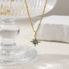 Picture of 18K Real Gold Plated Curb Link Chain Star Pendant Charm Necklace, Brass 45cm(17.7") + 5cm(2"), For Women, Clear Cubic Zirconia Dark Blue Exquisite Galaxy Gift, Eco-friendly, 1 Piece