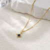 Picture of 18K Real Gold Plated Curb Link Chain Star Pendant Charm Necklace, Brass 45cm(17.7") + 5cm(2"), For Women, Clear Cubic Zirconia Dark Blue Exquisite Galaxy Gift, Eco-friendly, 1 Piece
