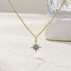 Picture of 18K Real Gold Plated Curb Link Chain Star Pendant Charm Necklace, Brass 45cm(17.7") + 5cm(2"), For Women, Clear Cubic Zirconia Dark Blue Exquisite Galaxy Gift, Eco-friendly, 1 Piece