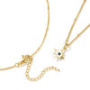Picture of 18K Real Gold Plated Curb Link Chain Star Pendant Charm Necklace, Brass 45cm(17.7") + 5cm(2"), For Women, Clear Cubic Zirconia Dark Blue Exquisite Galaxy Gift, Eco-friendly, 1 Piece