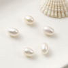 Picture of 1 Piece (Grade 2A) Natural Freshwater Cultured Pearl Beads For DIY Jewelry Making (Half Drilled) Oval White About 10mm x 8mm, Hole: Approx 0.8mm