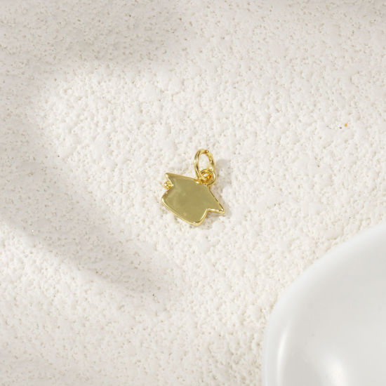 Bild von 2 Stück Messing College Schmuck Charms 18K Vergoldet Schwarz Emaille Doktorhut 13mm x 11mm