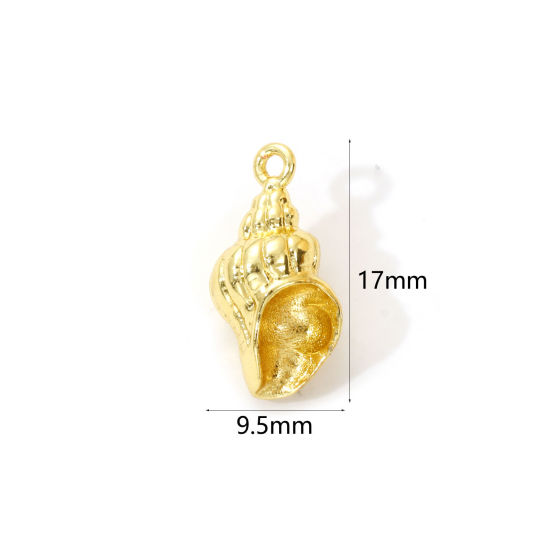Imagen de 2 Unidades Latón Colgantes Chapado en Oro de 18K Caracola 3D 17mm x 9.5mm