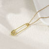 Picture of 1 Piece Brass Valentine's Day Pendants 18K Gold Plated Pin Heart 3D Clear Cubic Zirconia 3.9cm x 1cm