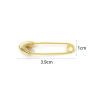 Picture of 1 Piece Brass Valentine's Day Pendants 18K Gold Plated Pin Heart 3D Clear Cubic Zirconia 3.9cm x 1cm