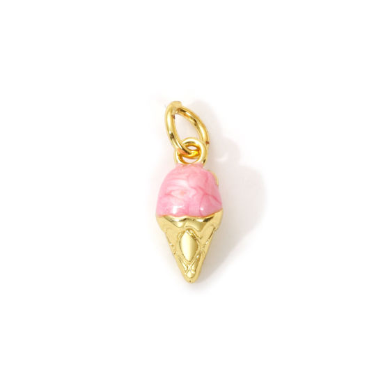 Imagen de 2 Unidades Latón Colgantes Chapado en Oro de 18K Rosado Esmalte Helado 3D 16mm x 6mm