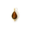 Picture of 1 Piece Eco-friendly Brass & Tiger's Eyes Charms 18K Real Gold Plated Brown Drop 17mm x 8mm