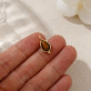 Picture of 1 Piece Eco-friendly Brass & Tiger's Eyes Charms 18K Real Gold Plated Brown Drop 17mm x 8mm