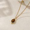 Picture of 1 Piece Eco-friendly Brass & Tiger's Eyes Charms 18K Real Gold Plated Brown Drop 17mm x 8mm