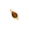 Picture of 1 Piece Eco-friendly Brass & Tiger's Eyes Charms 18K Real Gold Plated Brown Drop 17mm x 8mm