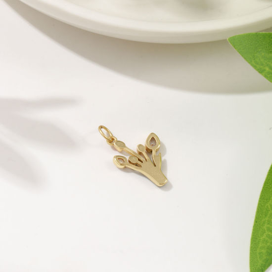 Изображение 1 ШТ Экологичный Латунь Коллекция Флоры Подвески 18K настоящее золото с покрытием Зеленый С Эмалью Тюльпан цветок Бижутерия усыпанная мелким фианит Прозрачный Искусственный Циркон 22мм x 13мм