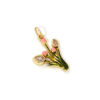 Picture of 1 Piece Eco-friendly Brass Flora Collection Charms 18K Real Gold Plated Green Enamel Tulip Flower Micro Pave Clear Cubic Zirconia 22mm x 13mm