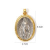 Picture of 1 Piece Eco-friendly Brass Religious Pendants 18K Real Gold Plated & Real Platinum Plated Two Tone Oval Virgin Mary 3.5cm x 1cm
