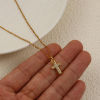 Picture of 2 PCs Eco-friendly Brass Religious Charms 18K Real Gold Plated Cross Micro Pave Clear Cubic Zirconia 18mm x 8mm