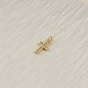Picture of 2 PCs Eco-friendly Brass Religious Charms 18K Real Gold Plated Cross Micro Pave Clear Cubic Zirconia 18mm x 8mm