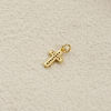 Picture of 2 PCs Eco-friendly Brass Religious Charms 18K Real Gold Plated Cross Micro Pave Clear Cubic Zirconia 18mm x 8mm