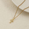 Picture of 2 PCs Eco-friendly Brass Religious Charms 18K Real Gold Plated Cross Micro Pave Clear Cubic Zirconia 18mm x 8mm