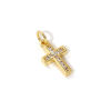 Picture of 2 PCs Eco-friendly Brass Religious Charms 18K Real Gold Plated Cross Micro Pave Clear Cubic Zirconia 18mm x 8mm
