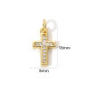 Picture of 2 PCs Eco-friendly Brass Religious Charms 18K Real Gold Plated Cross Micro Pave Clear Cubic Zirconia 18mm x 8mm