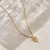 Picture of 18K Real Gold Plated Link Cable Chain Heart Pendant Charm Necklace, Brass 45cm(17.7") + 5cm(2"), For Women, 3D, Exquisite Valentine's Day Gift, Eco-friendly, 1 Piece