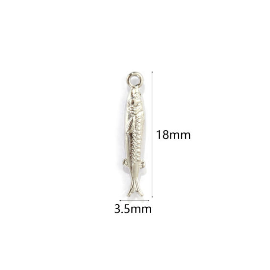 Immagine di 2 PCs Eco-friendly Brass Ocean Jewelry Pendants Real Platinum Plated Fish Animal 3D 18mm x 3.5mm