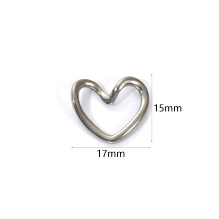 Bild von 5 Stück Umweltfreundlich 304 Edelstahl Valentinstag Charms Silberfarbe Herz Hohl 17mm x 15mm