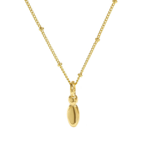 Imagen de 18K Oro Real Chapado Cadenas de Curb Letra Mayúscula Collar con Colgante, Latón 45cm + 5cm, Para Mujeres, Mensaje " I " Exquisito Regalo, Respetuoso del Medio Ambiente, 1 Unidad