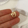 Imagen de 2 PCs Eco-friendly Brass Pet Memorial Charms 18K Real Gold Plated Heart Paw Print Hollow 15mm x 12.5mm