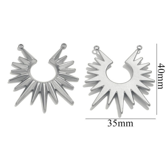 Immagine di 2 PCs 304 Stainless Steel Connectors Charms Pendants Silver Tone Sun Rays 35mm x 40mm