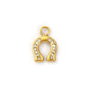 Bild von 1 Stück Umweltfreundliche PVD-Vakuumbeschichtung 304 Edelstahl West-Cowboy Charms 18K Echtgold plattiert Hufeisen Klar Zirkonia 14mm x 9.5mm
