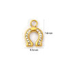 Bild von 1 Stück Umweltfreundliche PVD-Vakuumbeschichtung 304 Edelstahl West-Cowboy Charms 18K Echtgold plattiert Hufeisen Klar Zirkonia 14mm x 9.5mm