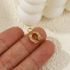 Bild von 1 Stück Umweltfreundliche PVD-Vakuumbeschichtung 304 Edelstahl West-Cowboy Charms 18K Echtgold plattiert Hufeisen Klar Zirkonia 14mm x 9.5mm