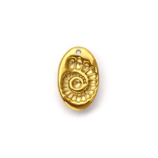 Изображение 2 ШТ Экологичное вакуумное PVD-покрытие 304 Нержавеющая Сталь Подвески 18K настоящее золото с покрытием Овальные Раковина моллюсков 18мм x 11мм