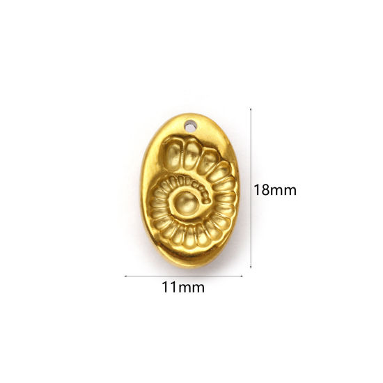 Изображение 2 ШТ Экологичное вакуумное PVD-покрытие 304 Нержавеющая Сталь Подвески 18K настоящее золото с покрытием Овальные Раковина моллюсков 18мм x 11мм