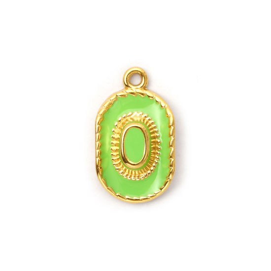 Picture of 1 Piece Eco-friendly PVD Vacuum Plating 304 Stainless Steel West Cowboy Charms 18K Real Gold Plated Green Enamel Hat 3D 23mm x 13.5mm