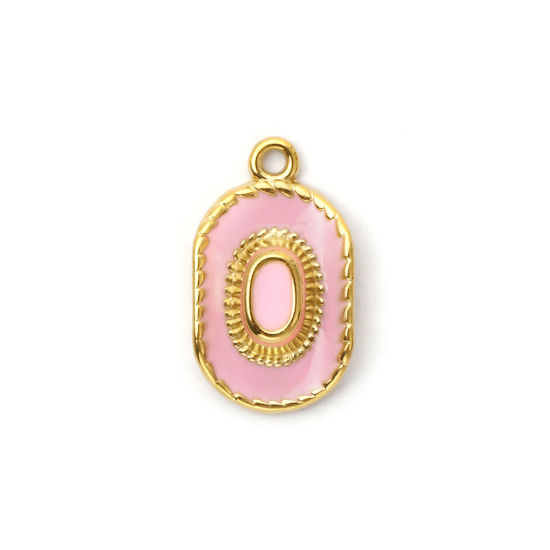Picture of 1 Piece Eco-friendly PVD Vacuum Plating 304 Stainless Steel West Cowboy Charms 18K Real Gold Plated Pink Enamel Hat 3D 23mm x 13.5mm