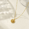 Bild von 18K Echtgold plattiert Panzerkette Kette Sonnenblume Anhänger Halskette, Messing 45cm + 5cm, Für Frauen, Stilvoll Ozean Schmuck Geschenk, Umweltfreundlich, 1 Strang