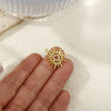 Bild von 1 Stück Messing Galaxis Charms 18K Vergoldet Sonne Hohl Klar Kubischer Zirkon 21mm x 19mm