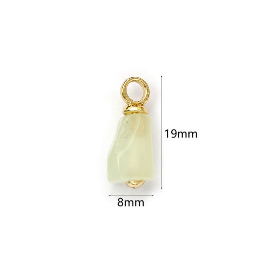 Picture of 2 PCs Eco-friendly Brass & Jade Charms 18K Real Gold Plated Beige Cylinder 19mm x 8mm