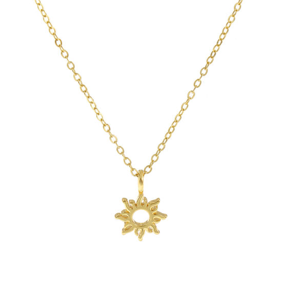 Immagine di 18K Vero Oro Placcato Catena a Cavo Sole Collana con Ciondolo, Ottone 46cm + 6cm, Per Donne, Squisito Galassia Ecologico, 1 Pz