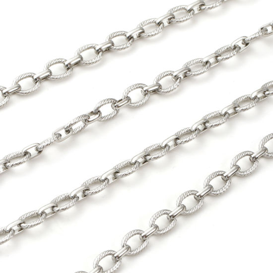 Изображение 1 М Экологичный 304 Нержавеющая Сталь открыто 1:1 Figaro Кабельные Цепи Для изготовления ювелирных изделий ручной работы своими руками Серебряный Тон 7мм