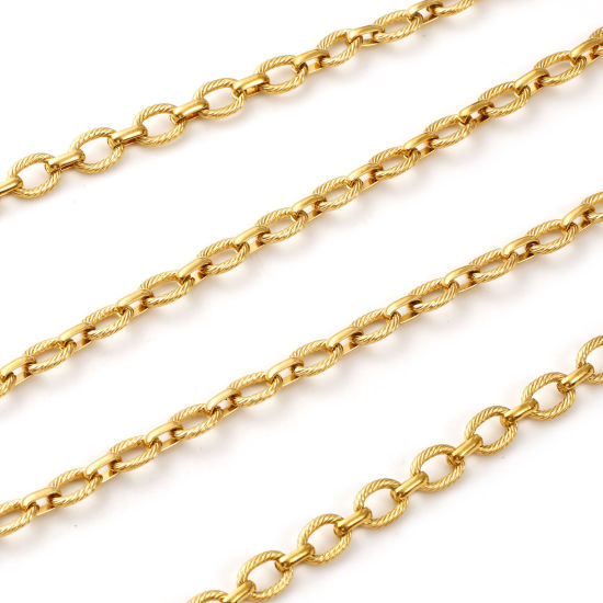 Изображение 1 М Экологичное вакуумное PVD-покрытие 304 Нержавеющая Сталь открыто 1:1 Figaro Кабельные Цепи Для изготовления ювелирных изделий ручной работы своими руками 18K настоящее золото с покрытием 7мм